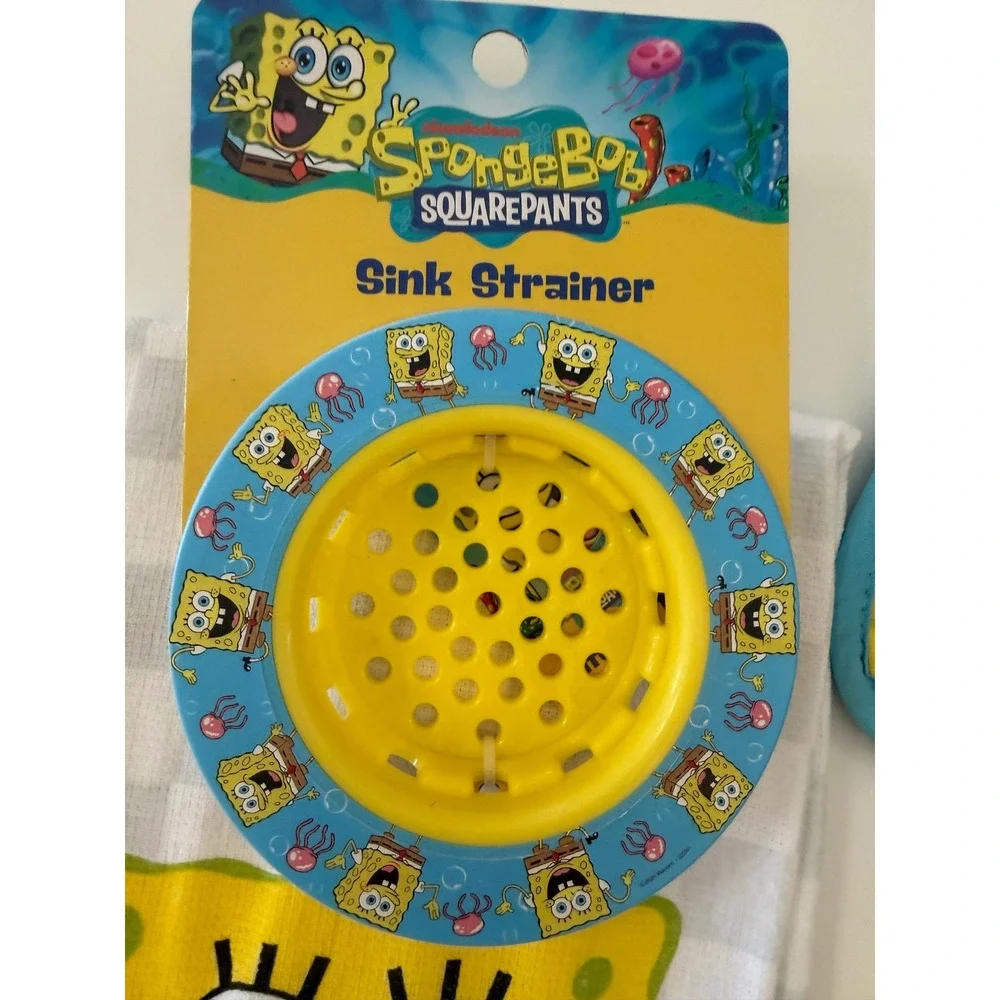 SpongeBob SquarePants Kitchen Towel Oven Mitt Spoons Sink Strainer Set